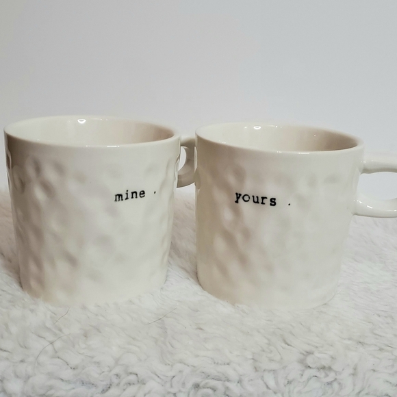 BLOOMINGVILLE Mine & Yours Bubbly Dimple Stoneware Coffee Cup Mugs Set of 2 - Picture 2 of 15